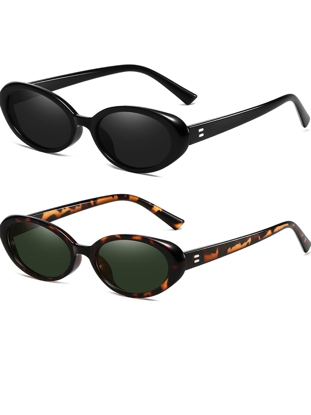 2 pairs of Women’s Sunglasses. Black and Brown Oval Women's Sunglasses
